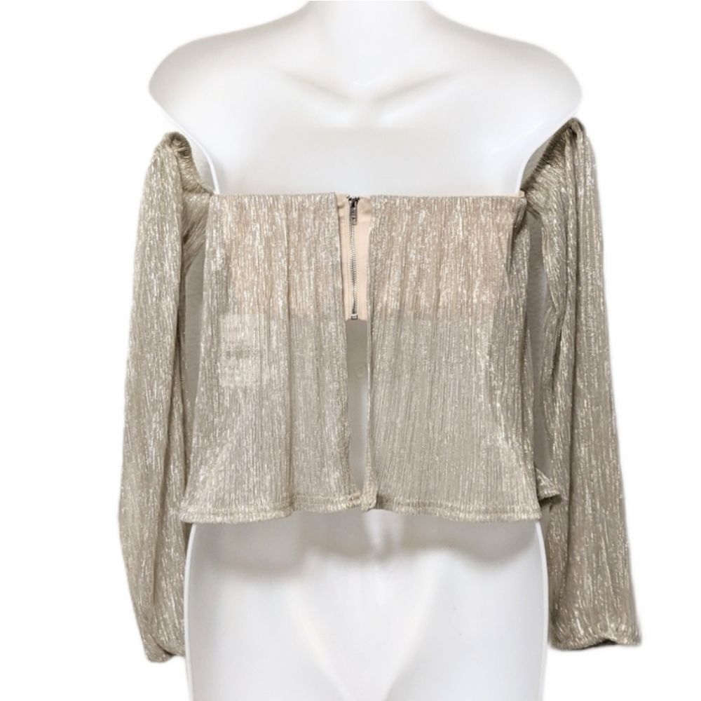 NWT 4SI3NNA Off the Shoulder Shimmer Top XS - Picture 8 of 10